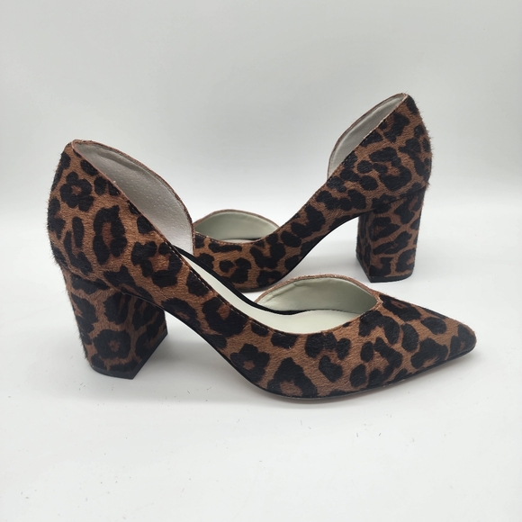 1. State Saffy 2 Genuine Cow Hair Leopard Print Block Heel Pump Size 6 - Picture 6 of 10
